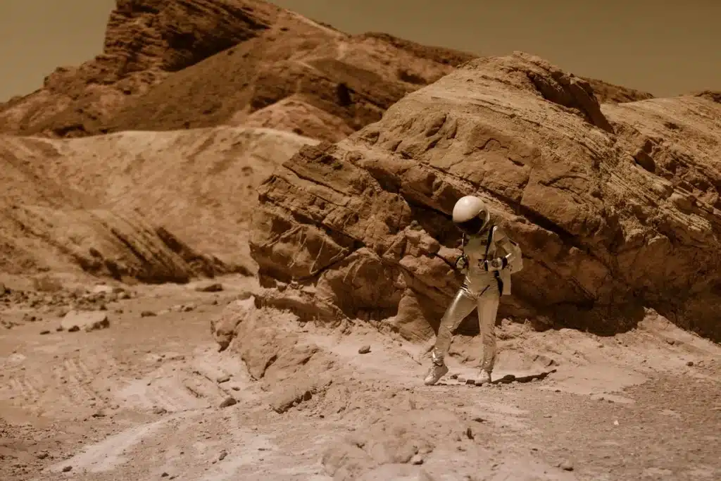 Mars surface rocky terrain red landscape NASA rover exploration