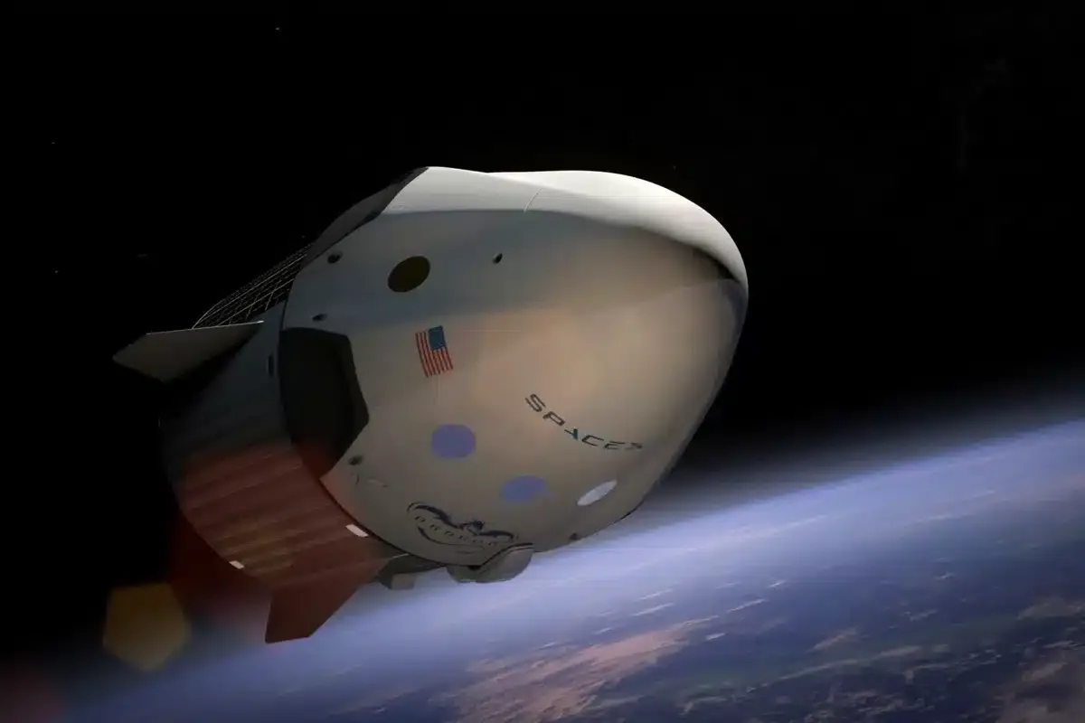 Ilustración de una cápsula de SpaceX en órbita sobre la Tierra