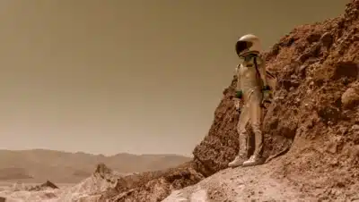 Mars surface landscape craters rocky red terrain NASA rover perspective