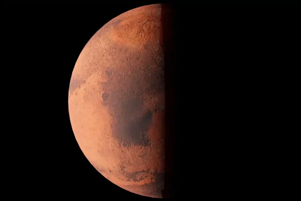 Mars north polar ice cap NASA MRO spacecraft orbital photograph