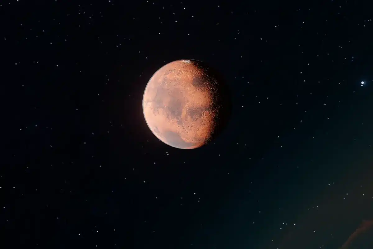 Mars planet red surface from orbit NASA satellite image